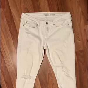 White Cropped Distressed Jeans, 13